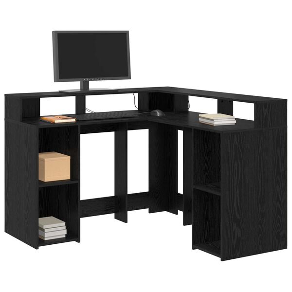 vidaXL Γραφείο Μαύρος Δρυς 130x130x91 εκ. Επεξεργασμένο Ξύλο