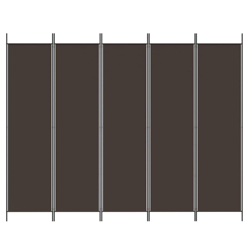 vidaXL Διαχωριστικό Δωματίου με 5 Πάνελ Καφέ 250x200 εκ. από Ύφασμα