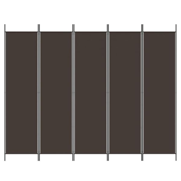 vidaXL Διαχωριστικό Δωματίου με 5 Πάνελ Καφέ 250x200 εκ. από Ύφασμα