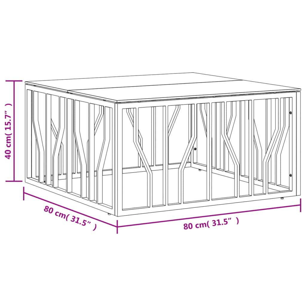 vidaXL Τραπέζι Σαλονιού Χρυσό 80x80x40 εκ. Ανοξείδωτο Ατσάλι και Γυαλί