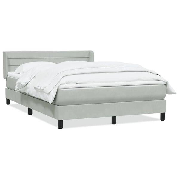 vidaXL Κρεβάτι Boxspring με Στρώμα Ανοιχτό Γκρι 160x210 εκ. Βελούδινο