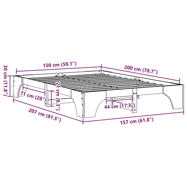 vidaXL Κρεβάτι Λευκό Ξύλο 150 x 200 cm Μινιμαλιστικό Ξύλινο Κρεβάτι