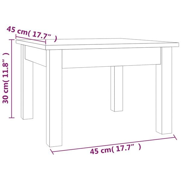 vidaXL Τραπεζάκι Σαλονιού Καφέ Μελί 45x45x30 εκ. Μασίφ Ξύλο Πεύκου