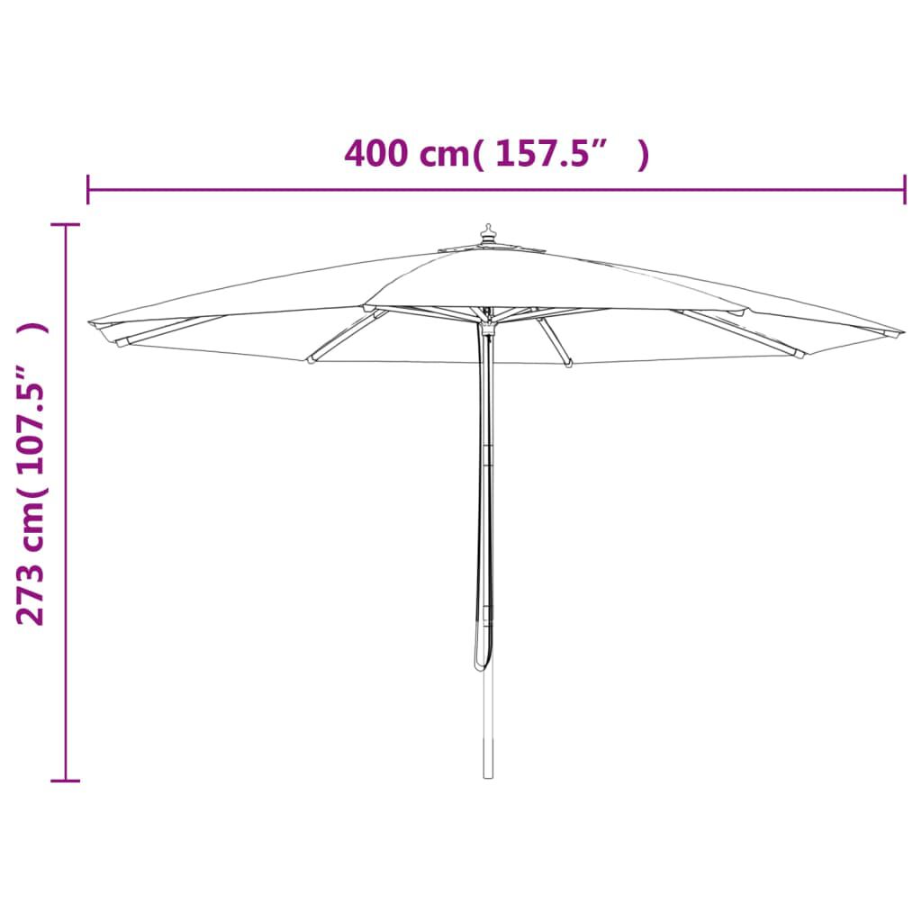 vidaXL Ομπρέλα Κήπου με Ξύλινο Ιστό Μαύρη 400 x 273 εκ.