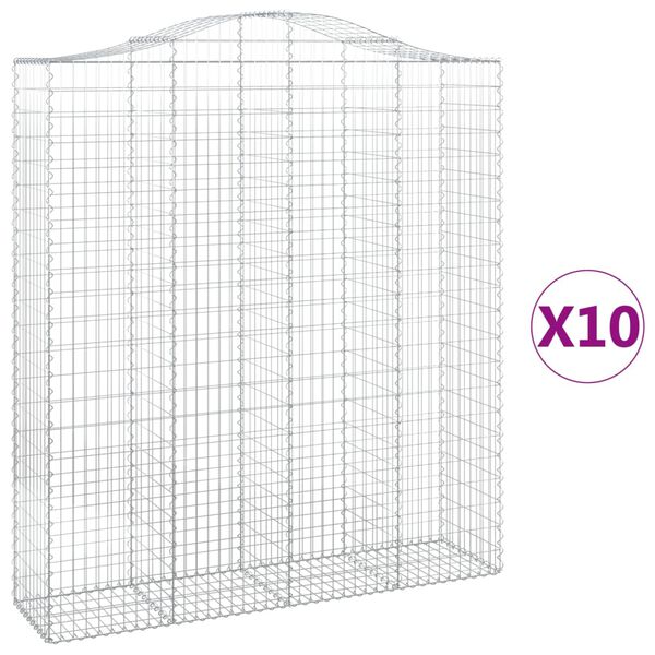 vidaXL Συρματοκιβώτια Τοξωτά 10 τεμ. 200x50x220/240 εκ. Γαλβαν. Ατσάλι