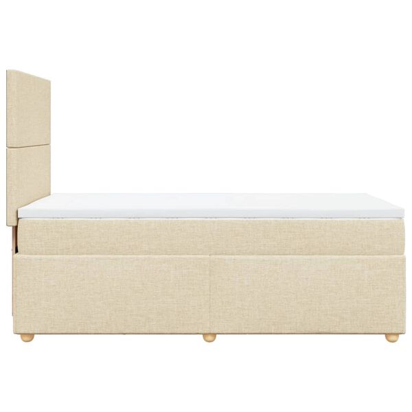 vidaXL Κρεβάτι Boxspring με Στρώμα Κρεμ 90x190 εκ.Υφασμάτινο