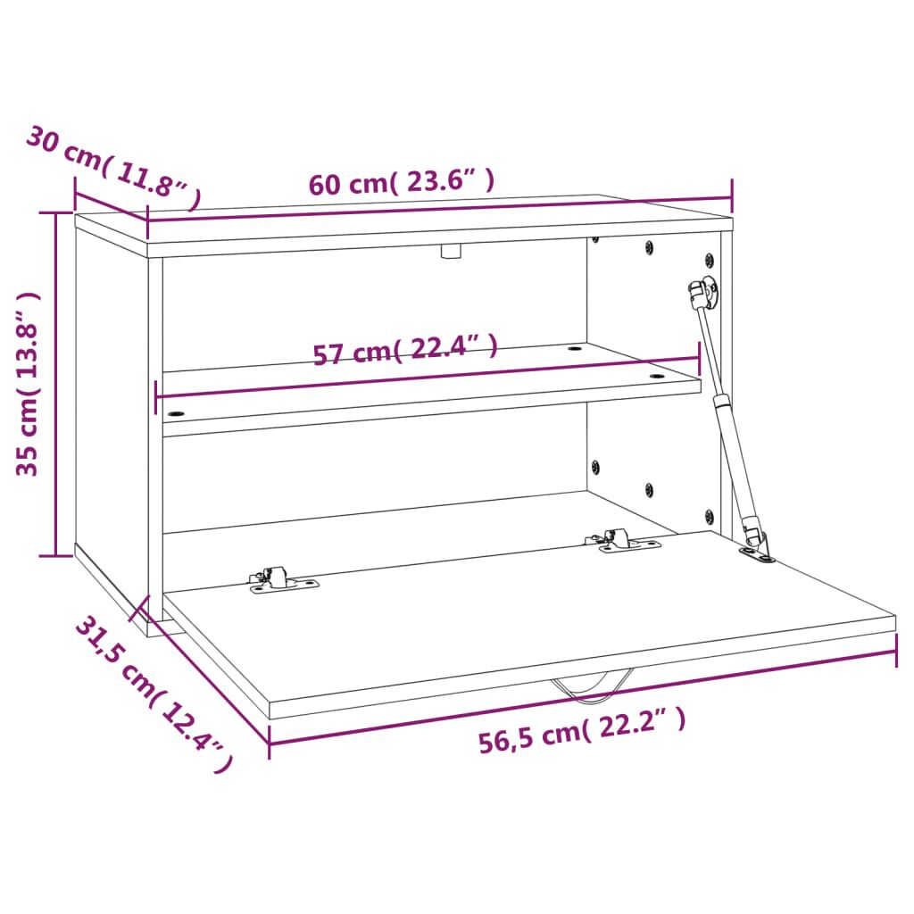 vidaXL Ντουλάπι Τοίχου Γκρι 60x30x35 εκ. από Μασίφ Ξύλο Πεύκου