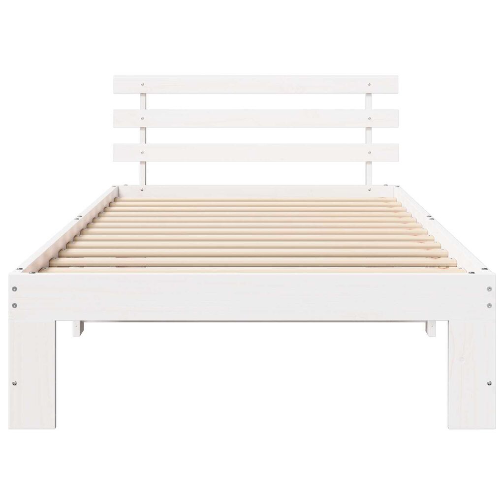 vidaXL Σκελετός Κρεβατιού Λευκό 90 x 200 cm Μασίφ ξύλο πεύκου