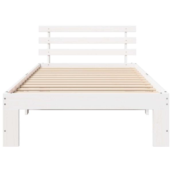 vidaXL Σκελετός Κρεβατιού Λευκό 90 x 200 cm Μασίφ ξύλο πεύκου