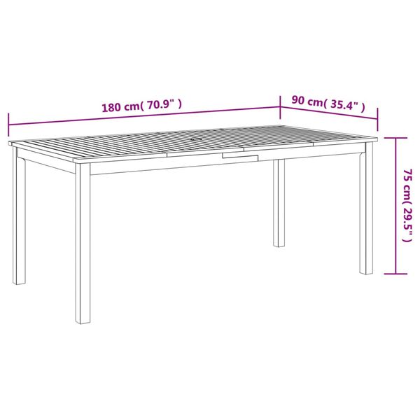 vidaXL Τραπεζαρία Κήπου 180 x 90 x 75 εκ. από Μασίφ Ξύλο Ακακίας