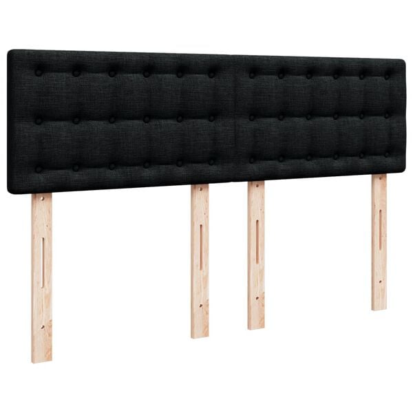 vidaXL Κρεβάτι Boxspring με Στρώμα Μαύρο 140x190 εκ. Υφασμάτινο