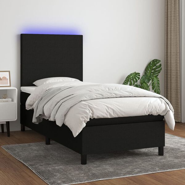 vidaXL &Kappa;&rho;&epsilon;&beta;ά&tau;&iota; Boxspring &mu;&epsilon; &Sigma;&tau;&rho;ώ&mu;&alpha; & LED &Mu;&alpha;ύ&rho;&omicron; 90x190 &epsilon;&kappa;. &Upsilon;&phi;&alpha;&sigma;&mu;ά&tau;&iota;&nu;&omicron;