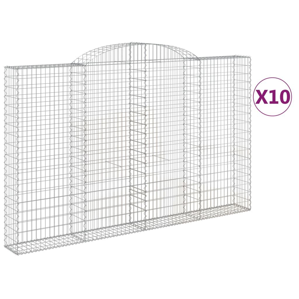 vidaXL Συρματοκιβώτια Τοξωτά 10 τεμ. 300x30x180/200 εκ. Γαλβαν. Ατσάλι