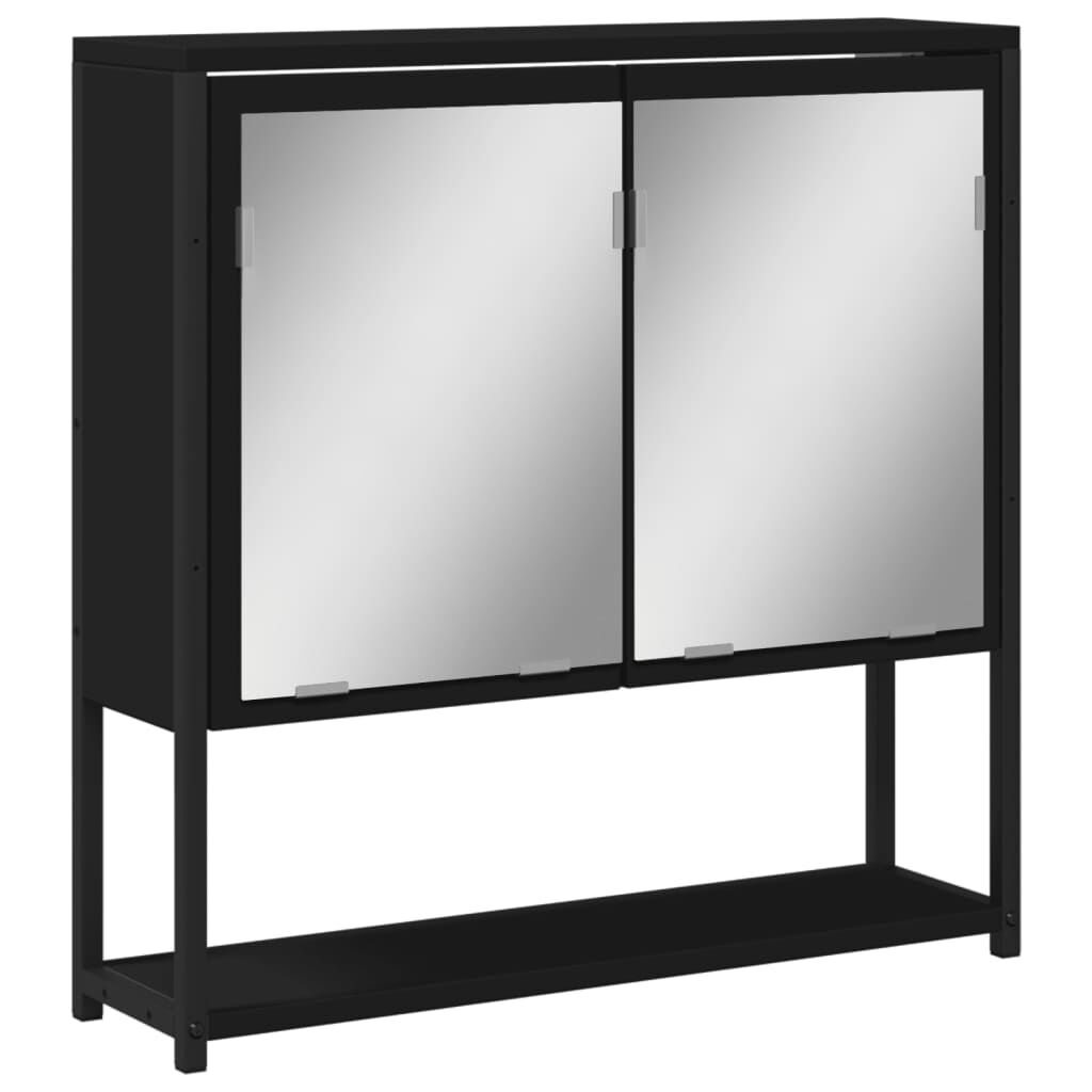 vidaXL Καθρέφτης Μπάνιου με Ντουλάπι Μαύρος 60x16x60 εκ. Επεξ. Ξύλο