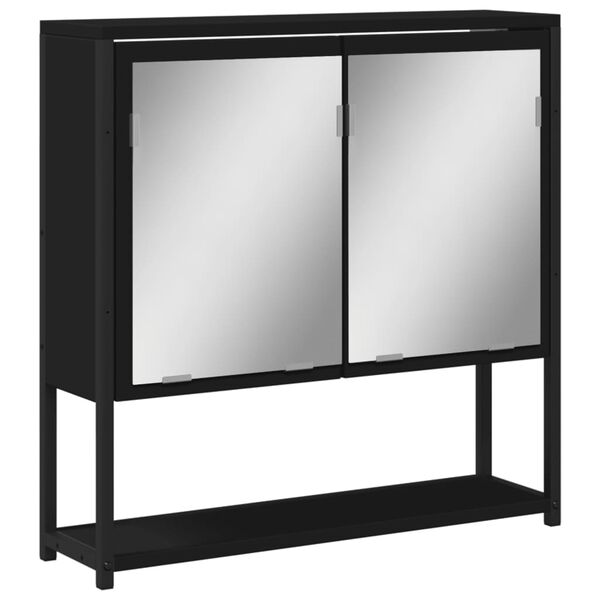 vidaXL Καθρέφτης Μπάνιου με Ντουλάπι Μαύρος 60x16x60 εκ. Επεξ. Ξύλο