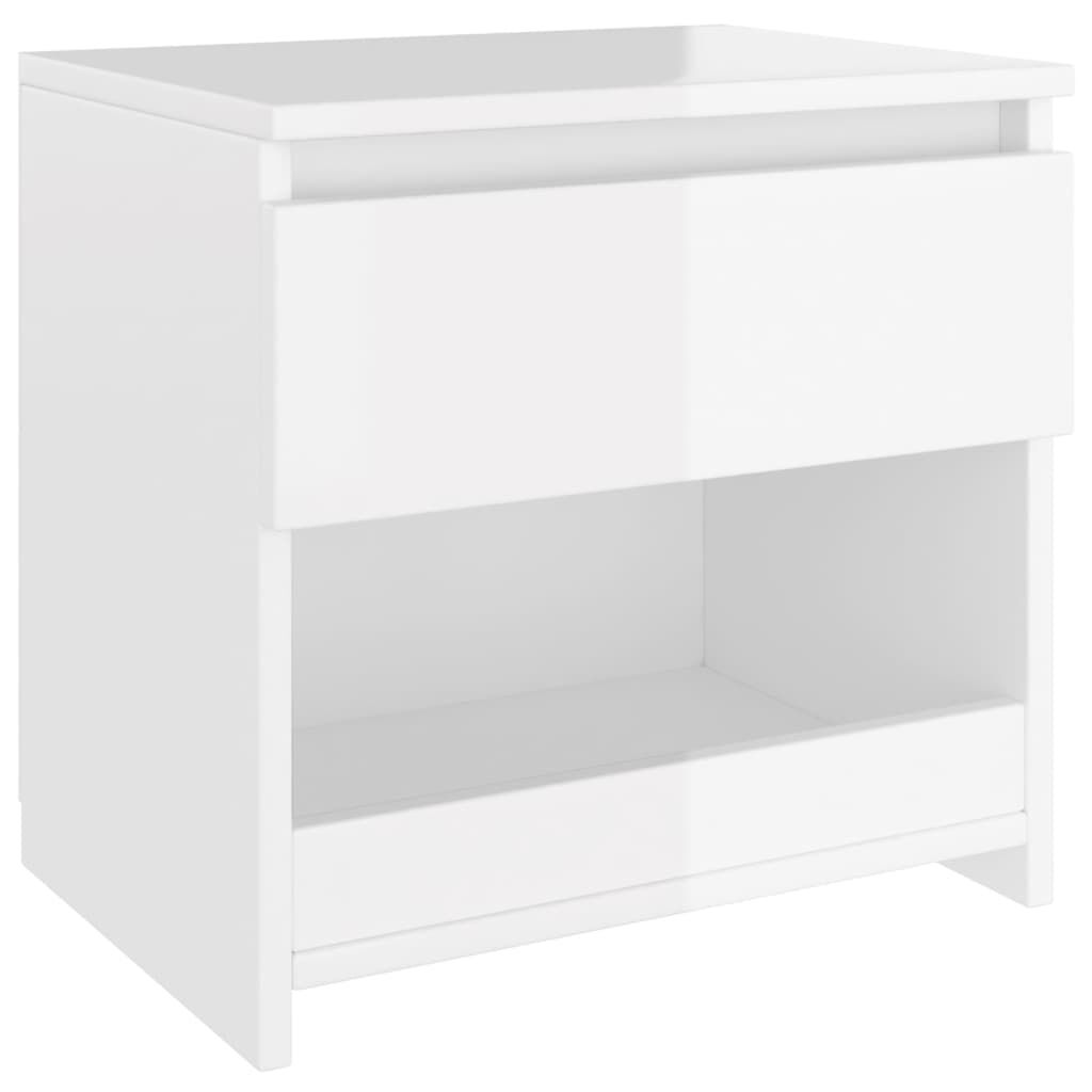 vidaXL Κομοδίνα 2 τεμ. Γυαλιστερό Λευκό 40 x 30 x 39 εκ. Επεξ. Ξύλο