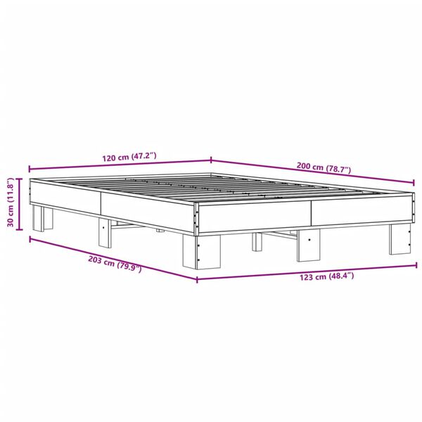 vidaXL Πλαίσιο Κρεβατιού Γκρι Sonoma 120x200 εκ. Επεξ. Ξύλο & Μέταλλο