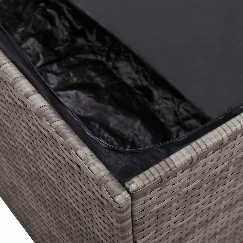 vidaXL κουτί αποθήκευσης κήπου γκρι 110x50x58 cm Poly Rattan