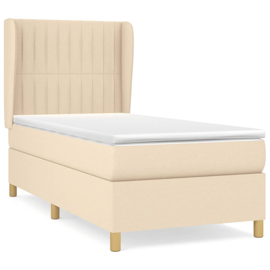 vidaXL Κρεβάτι Boxspring με Στρώμα Κρεμ 80 x 200 εκ. Υφασμάτινο