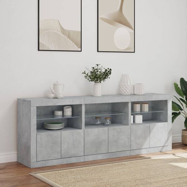 vidaXL Ντουλάπι με LED Γκρι Σκυροδέματος 181,5x37x67 εκ.