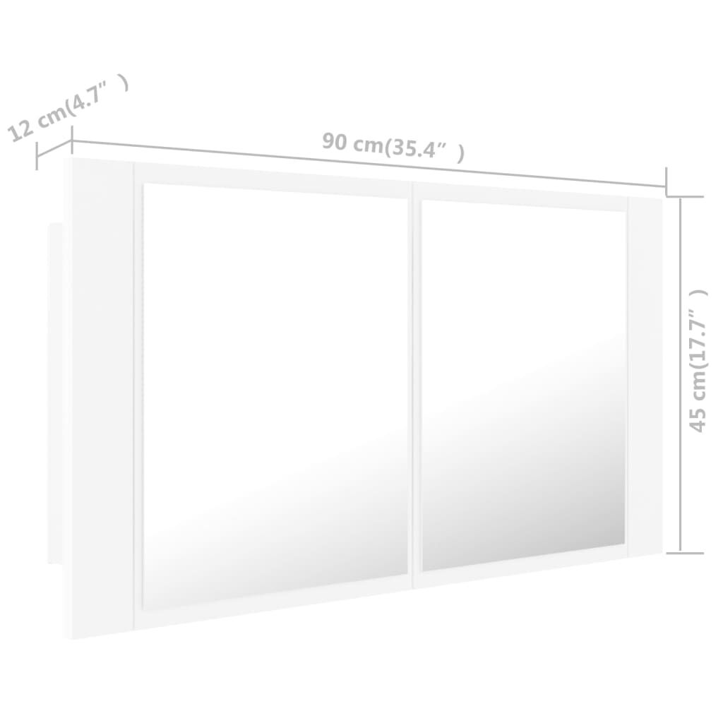 vidaXL Καθρέφτης Μπάνιου με Ντουλάπι LED Λευκός 90x12x45 εκ. Ακρυλικός