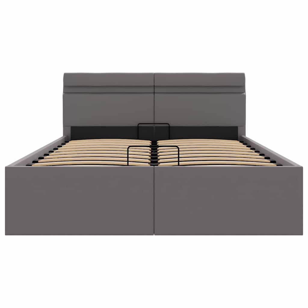vidaXL Πλαίσιο Κρεβατιού Αποθ. Χώρο/LED Γκρι 140x200 εκ. Δερματίνη