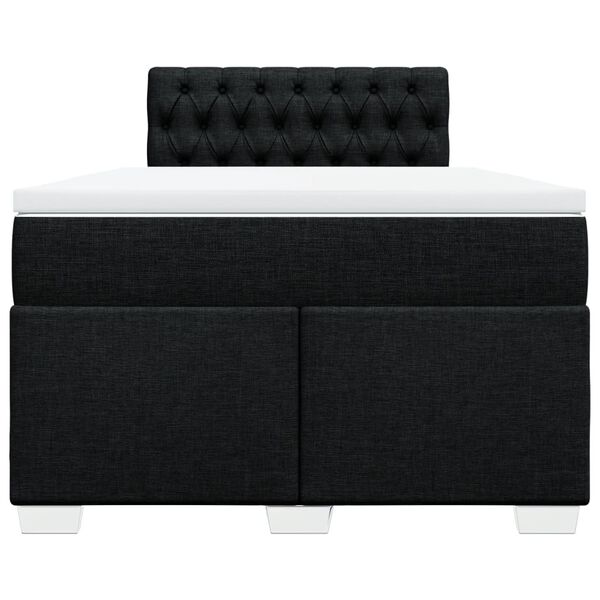 vidaXL Κρεβάτι Boxspring με Στρώμα Μαύρο 120x190 εκ. Υφασμάτινο