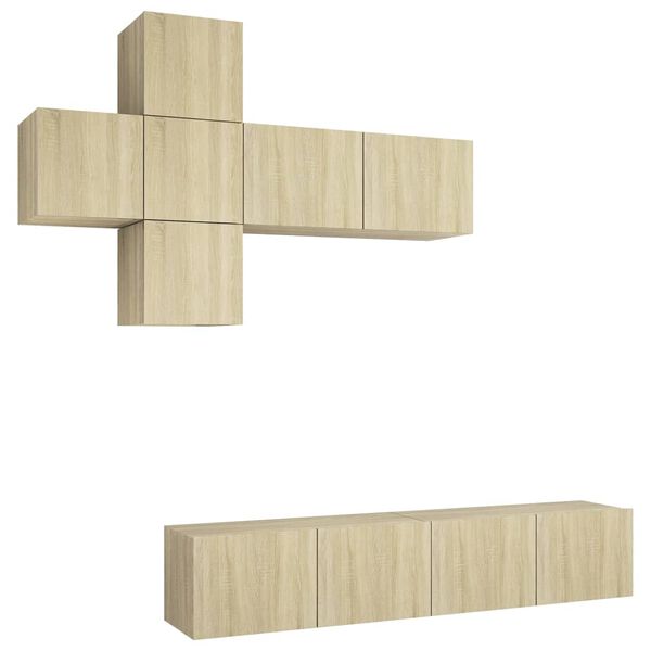 vidaXL Έπιπλα Τηλεόρασης Σετ 7 Τεμαχίων Sonoma Δρυς από Επεξ. Ξύλο