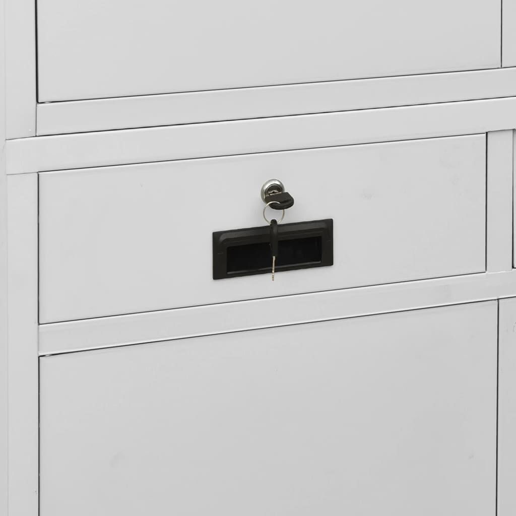 vidaXL Ντουλάπα Γραφείου Ανοιχτό Γκρι 90 x 40 x 180 εκ. Ατσάλινη