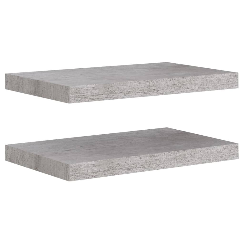 vidaXL Ράφια Τοίχου 2 τεμ. Γκρι Σκυροδέματος 50x23x3,8 εκ. MDF