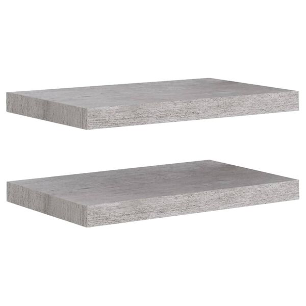 vidaXL Ράφια Τοίχου 2 τεμ. Γκρι Σκυροδέματος 50x23x3,8 εκ. MDF