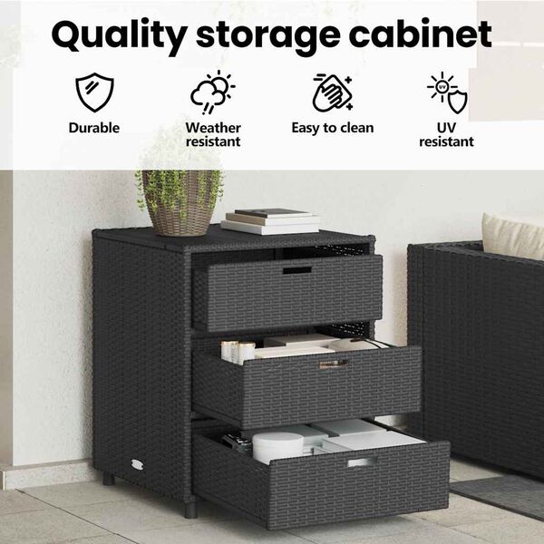 vidaXL Ντουλάπι Αποθήκευσης Κήπου Μαύρο 55x59x69 εκ. Συνθετικό Ρατάν