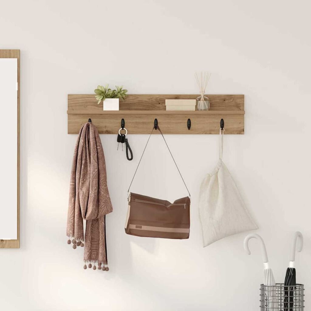 vidaXL Τοίχου Κρεμάστρα με ράφι artisan δρυς 80 x 10.5 x 18 εκ