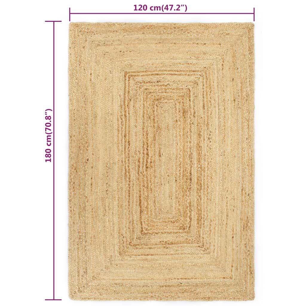 vidaXL Χαλί Χειροποίητο Φυσικό Χρώμα 120 x 180 εκ. από Γιούτα