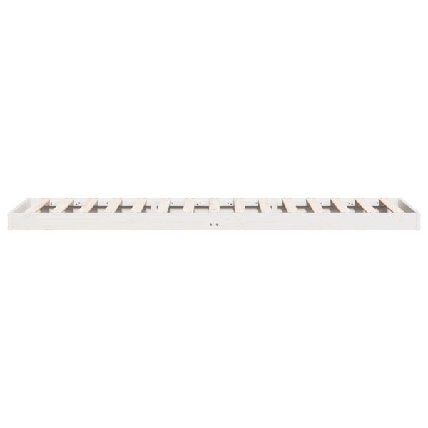vidaXL Κρεβάτι δαπέδου Λευκό 80 x 210 cm Μασίφ ξύλο πεύκου