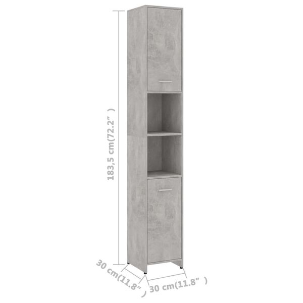vidaXL Στήλη Μπάνιου Γκρι Σκυροδέματος 30x30x183,5 εκ. Επεξεργ. Ξύλο