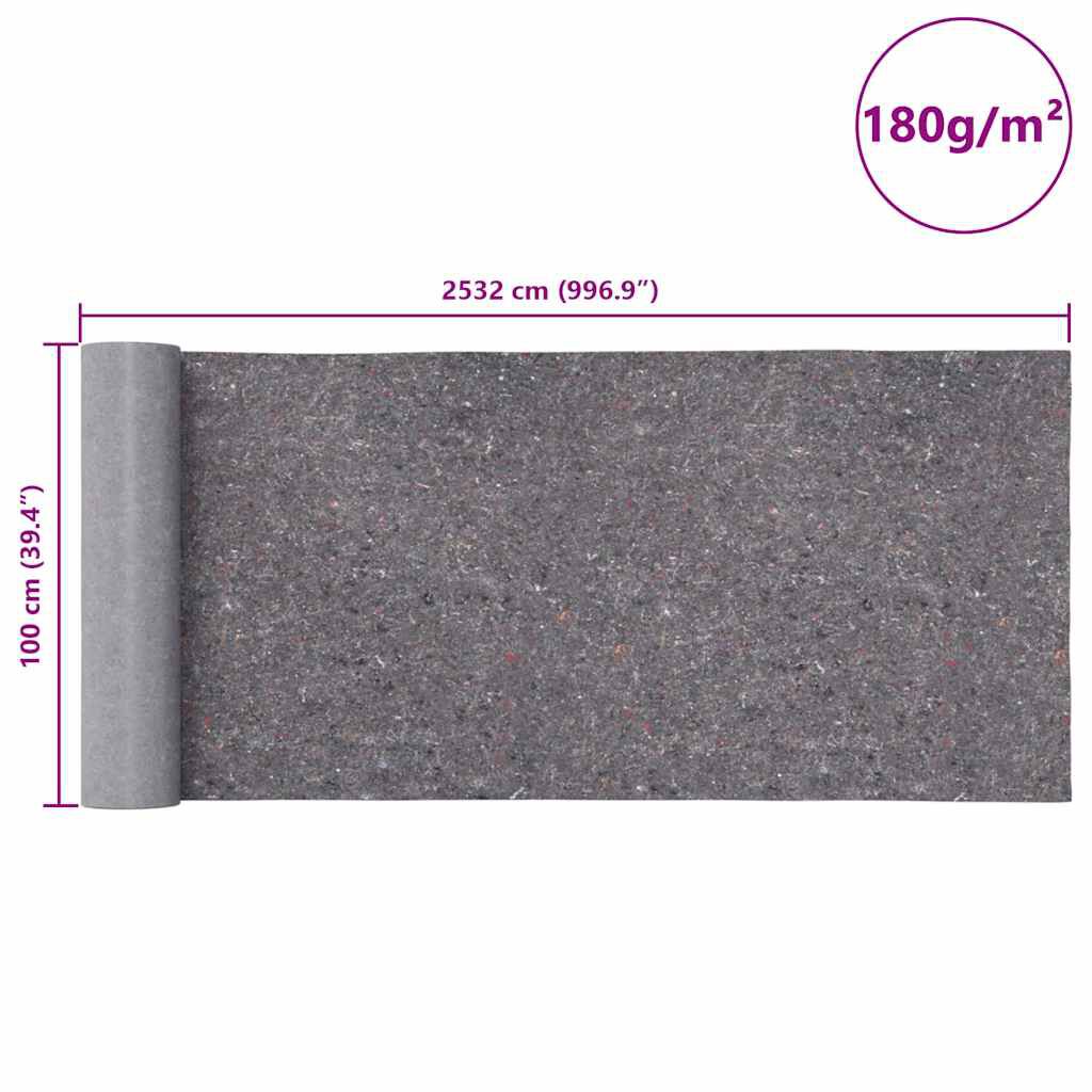 vidaXL Αντιολισθητικό μαλλί ζωγράφου 25 m 180 g/m² Γκρι