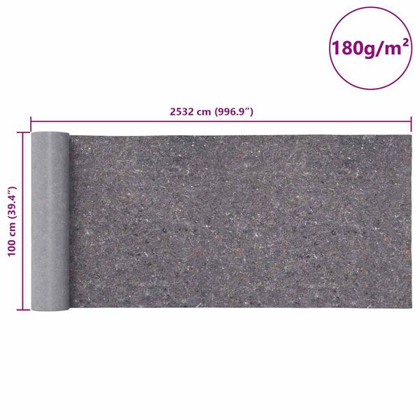 vidaXL Αντιολισθητικό μαλλί ζωγράφου 25 m 180 g/m² Γκρι