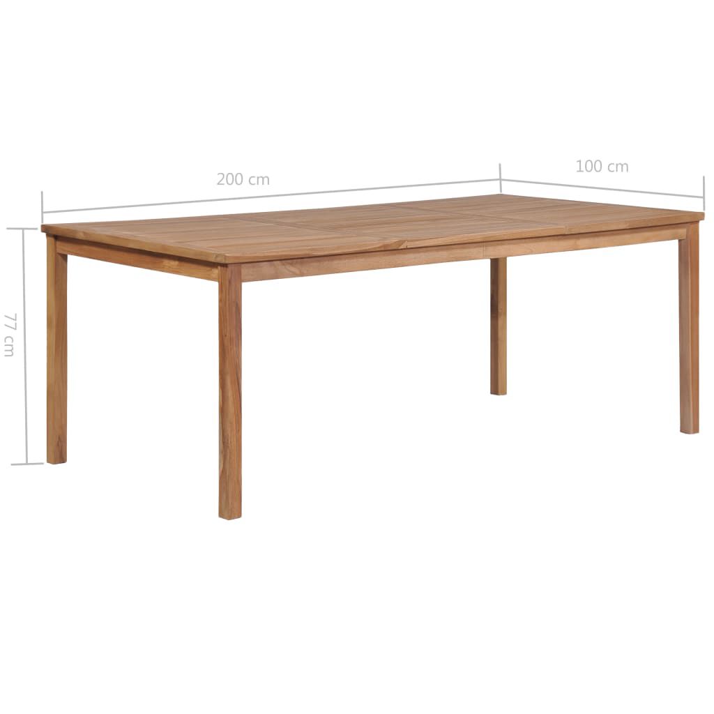 vidaXL Τραπέζι Κήπου 200 x 100 x 77 εκ. από Μασίφ Ξύλο Teak