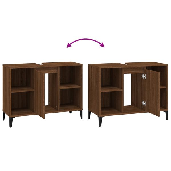 vidaXL Ντουλάπι Νιπτήρα Καφέ Δρυς 80 x 33 x 60 εκ. Επεξεργασμένο Ξύλο
