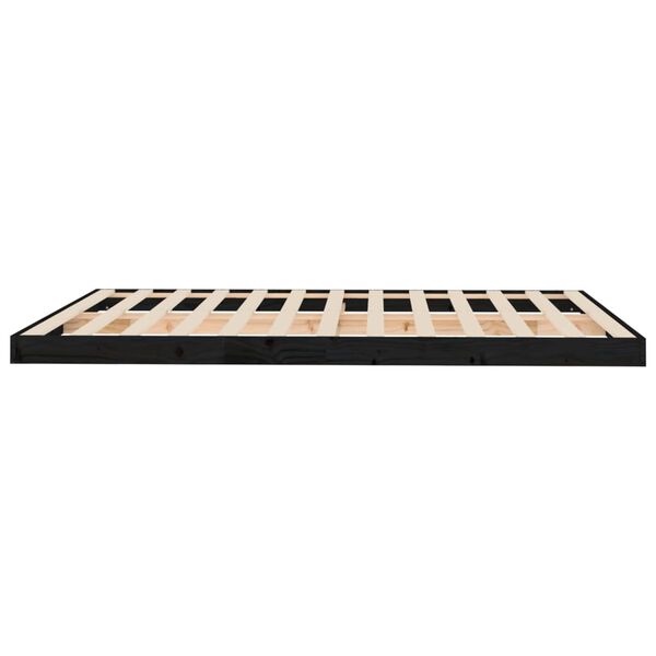 vidaXL Σκελετός Κρεβατιού Μαύρος 150x200εκ Μασίφ Ξύλο Πεύκου King Size