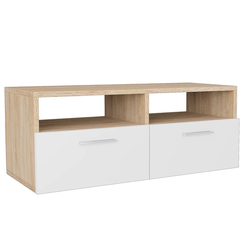 vidaXL Έπιπλα Τηλεόρασης 2 τεμ. Δρυς / Λευκό 95x35x36 εκ. Επεξ. Ξύλο