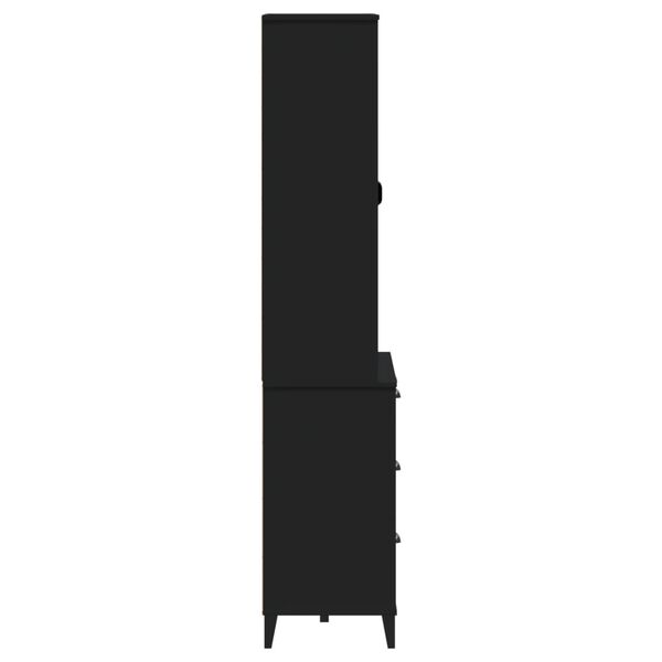 vidaXL Ντουλάπι Ψηλό VIKEN Μαύρος 80x40x190 εκ. από Μασίφ Ξύλο Πεύκου