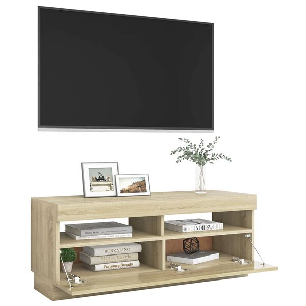 vidaXL Έπιπλο Τηλεόρασης με Φωτισμό LED Sonoma Δρυς 100 x 35 x 40 εκ.
