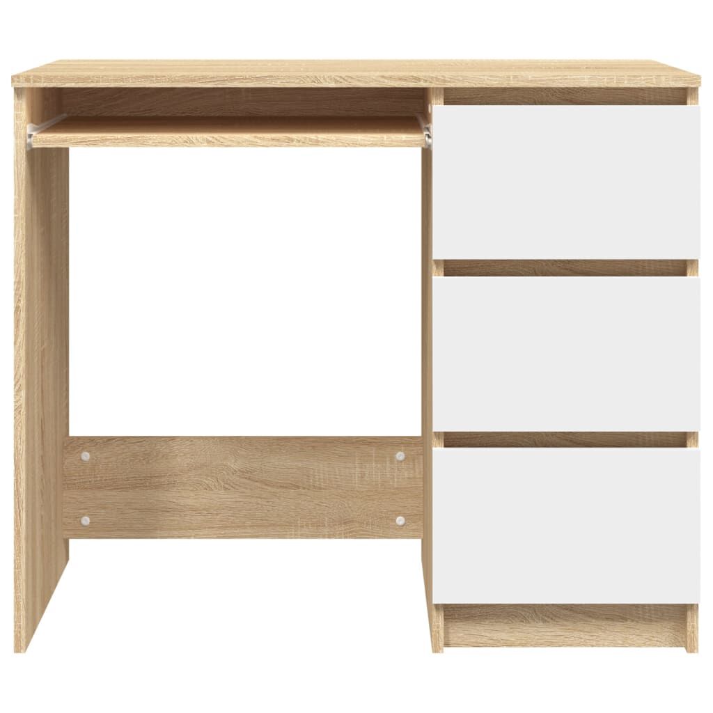 vidaXL Γραφείο Λευκό / Sonoma Δρυς 90 x 45 x 76 εκ. από Μοριοσανίδα