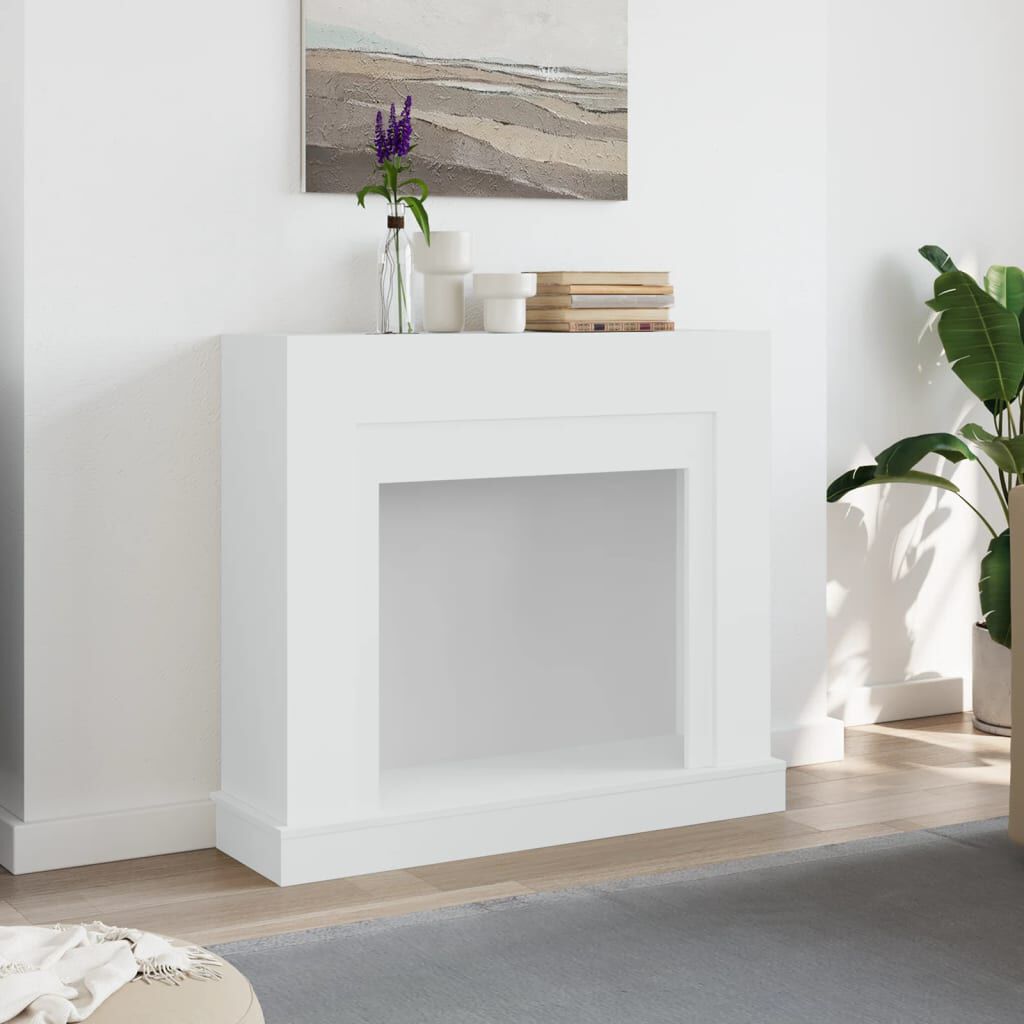 vidaXL Πλαίσιο Τζακιού Λευκό 100x30x87,5 εκ. από Επεξ. Ξύλο
