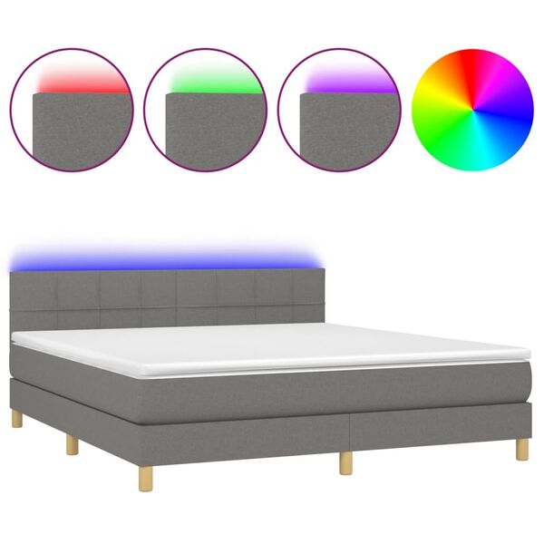 vidaXL &Kappa;&rho;&epsilon;&beta;ά&tau;&iota; Boxspring &mu;&epsilon; &Sigma;&tau;&rho;ώ&mu;&alpha; & LED &Sigma;&kappa;.&Gamma;&kappa;&rho;&iota; 160x200 &epsilon;&kappa; &Upsilon;&phi;&alpha;&sigma;&mu;ά&tau;&iota;&nu;&omicron;
