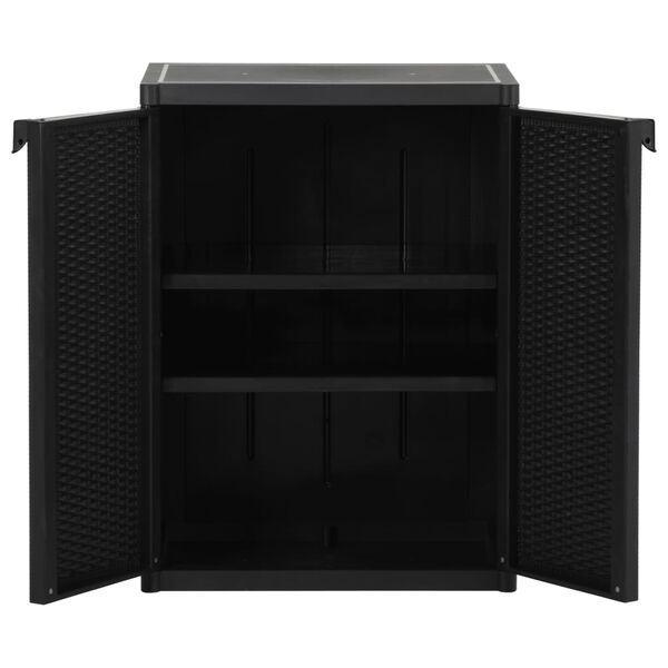 vidaXL Ντουλάπι Αποθήκευσης Κήπου Μαύρο 65x45x88 εκ. από Ρατάν PP