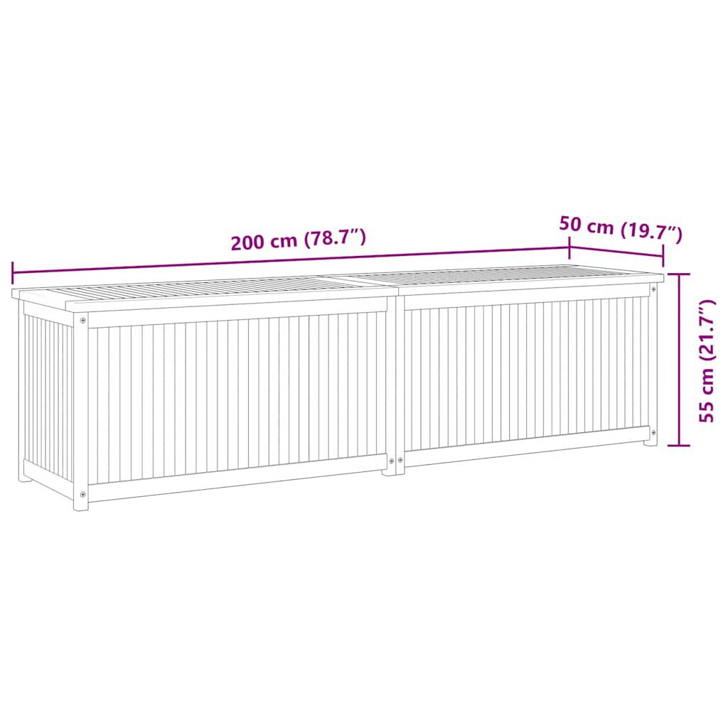 vidaXL Μπαούλο Κήπου 200 x 50 x 55 εκ. από Μασίφ Ξύλο Teak