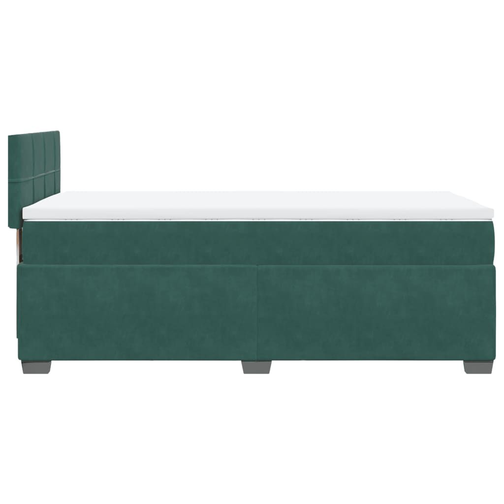 vidaXL Κρεβάτι Boxspring με Στρώμα Σκούρο Πράσινο 80x200 εκ. Βελούδινο